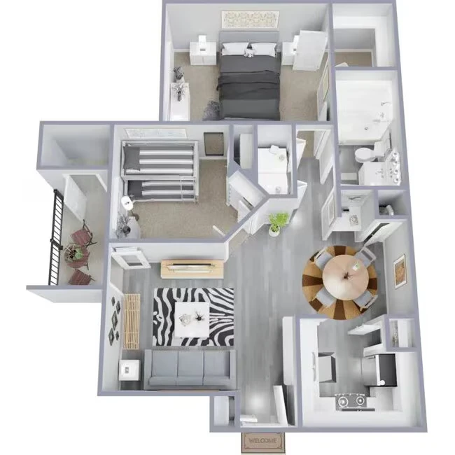 2 Beds • 1 Bath 3309 floor plan